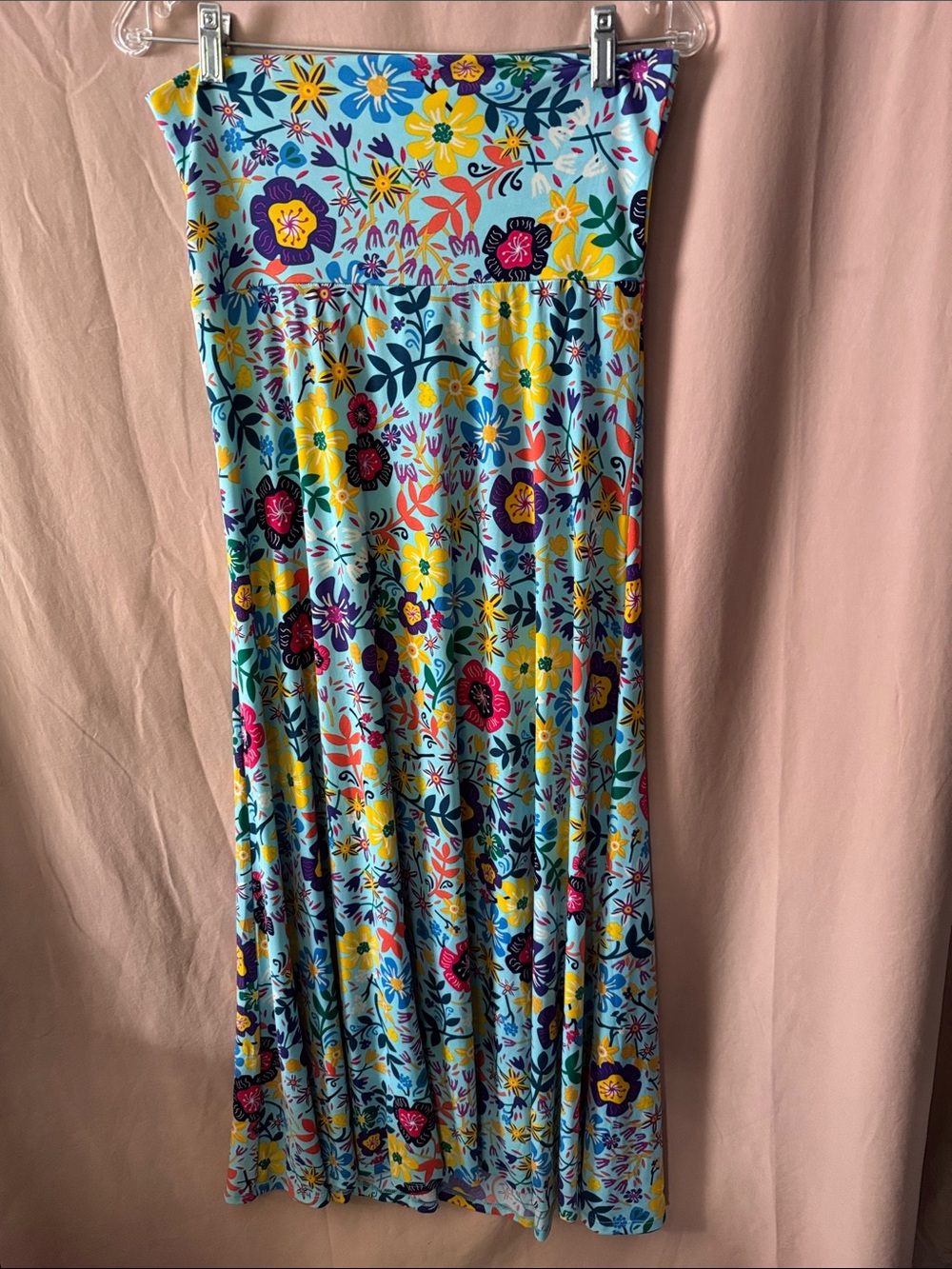 Lularoe Blue Floral Strapless Maxi Skirt